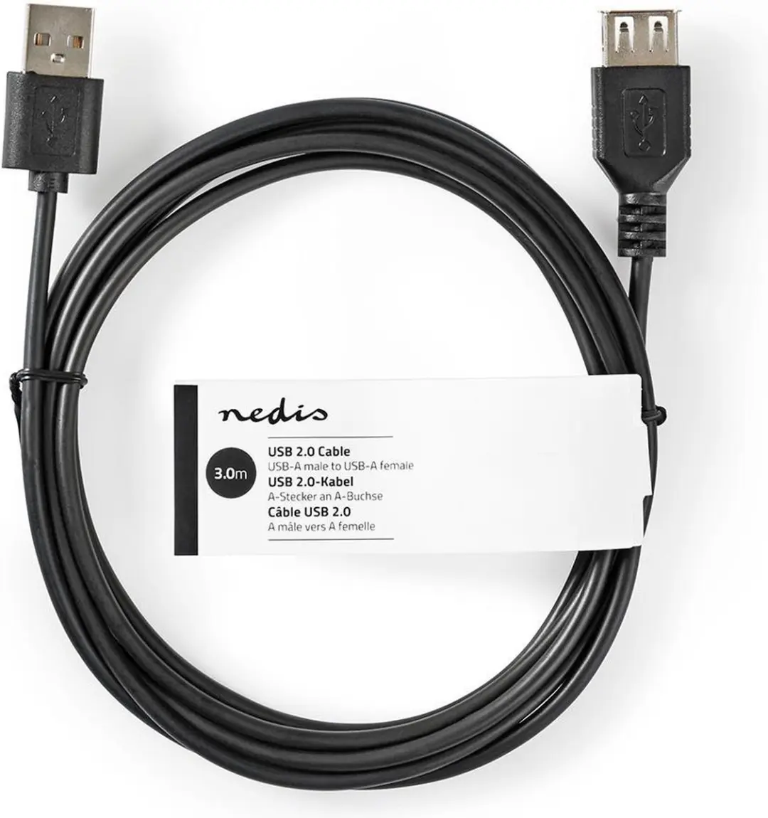 Nedis USB 2.0 A-A Kabel 480 Mbps - 3m - Zwart