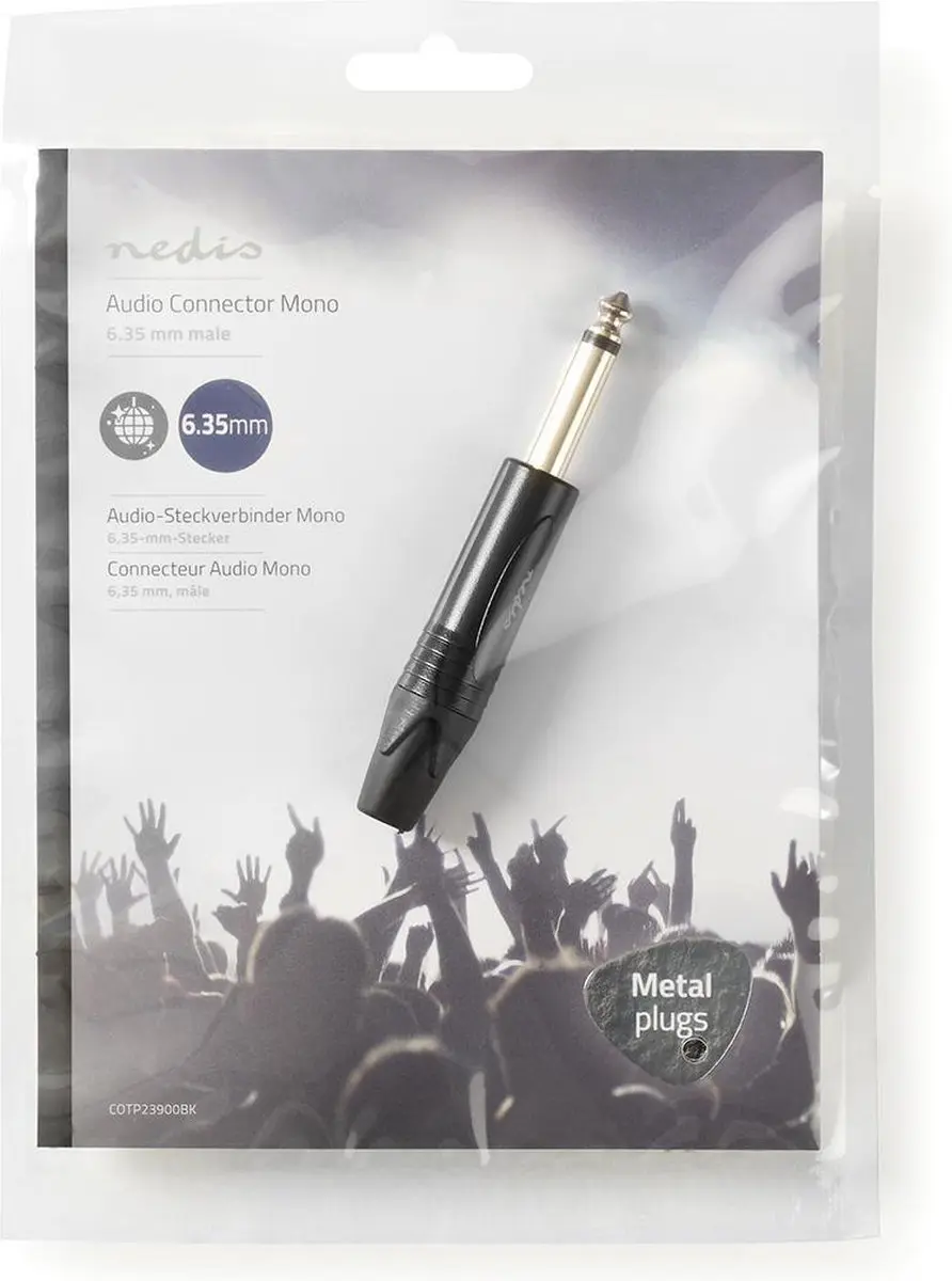 Nedis 6,35mm Audioconnector - Recht - Male - Zwart