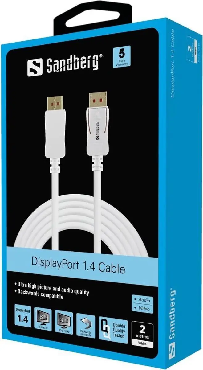 Sandberg 509-15 DisplayPort Kabel 2m - Wit
