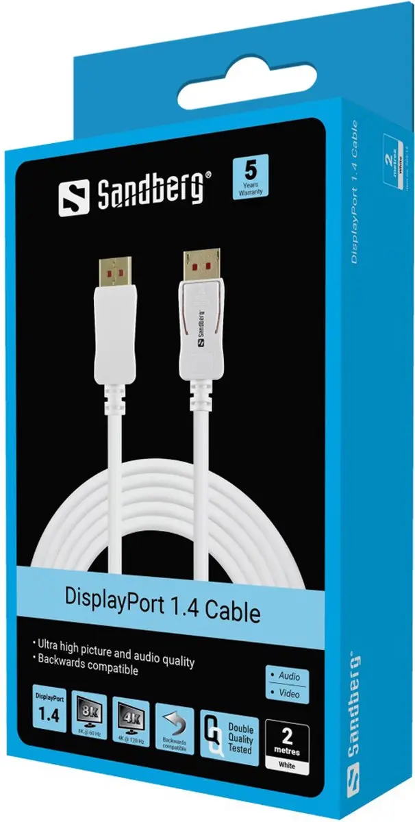 Sandberg 509-15 DisplayPort Kabel 2m - Wit