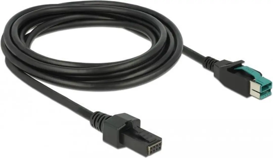Delock PoweredUSB Kabel 12V 2x4 Pin Mannelijk 3m - Zwart