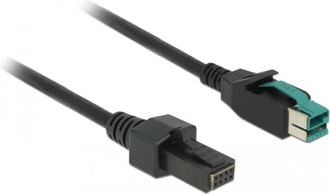 Delock PoweredUSB Kabel 12V 2x4 Pin Mannelijk 3m - Zwart