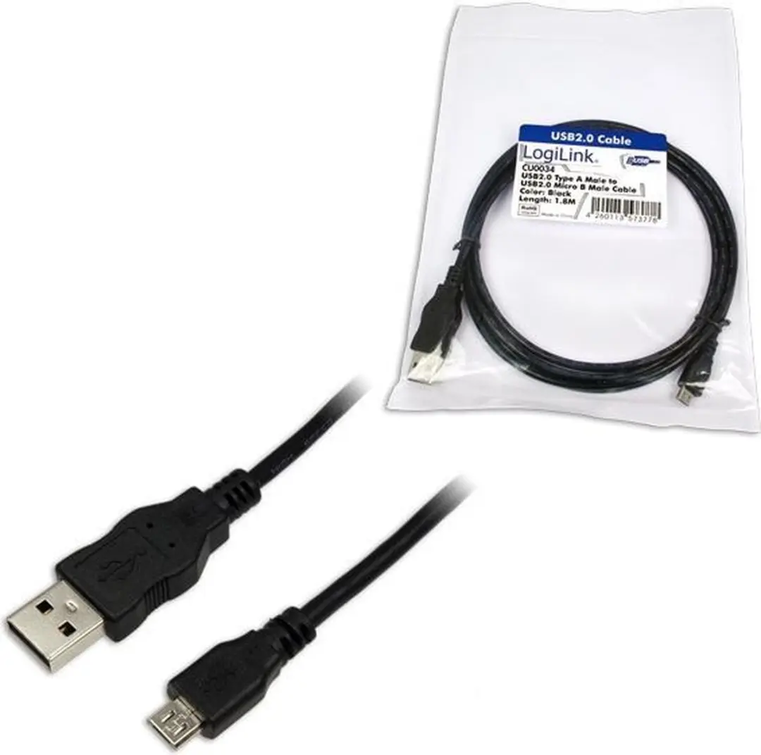 Logilink CU0034 USB 2.0 A-B Microkabel 1.80m - Zwart