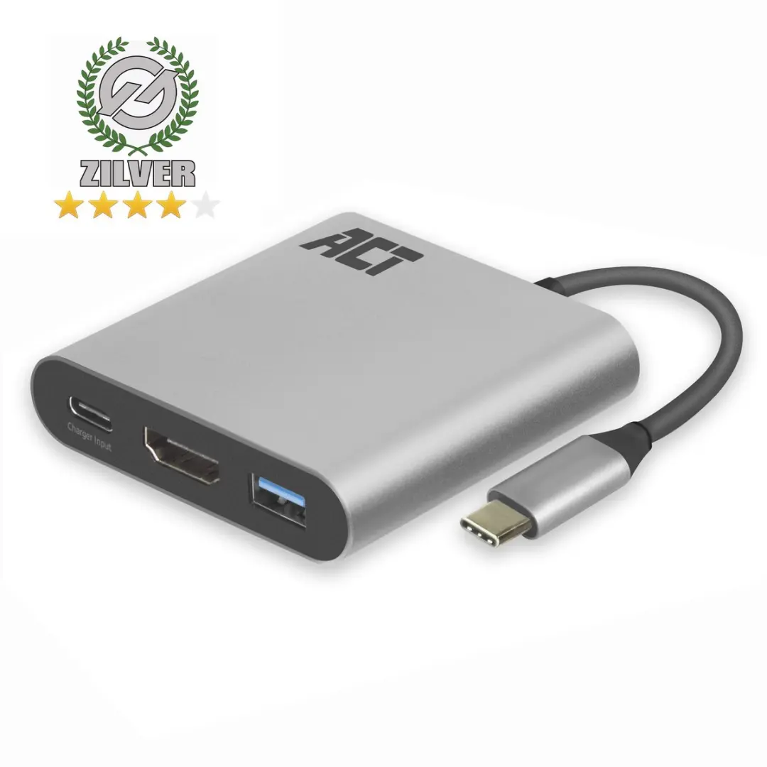 ACT AC7022 USB-C Multiport Adapter - HDMI & USB-A - Grijs