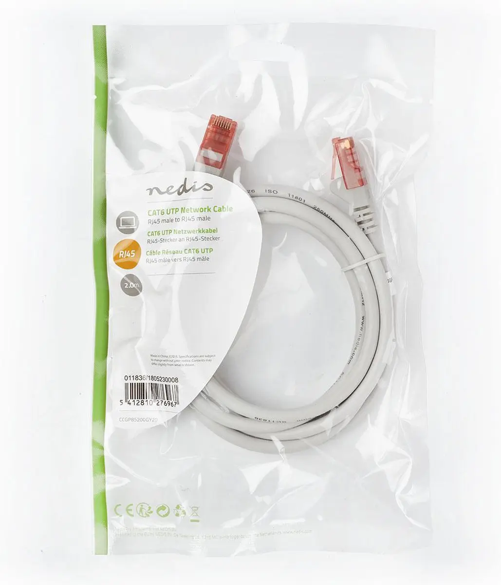 Nedis CAT6 Netwerkkabel CCGP85200GY20 - 2m - Grijs