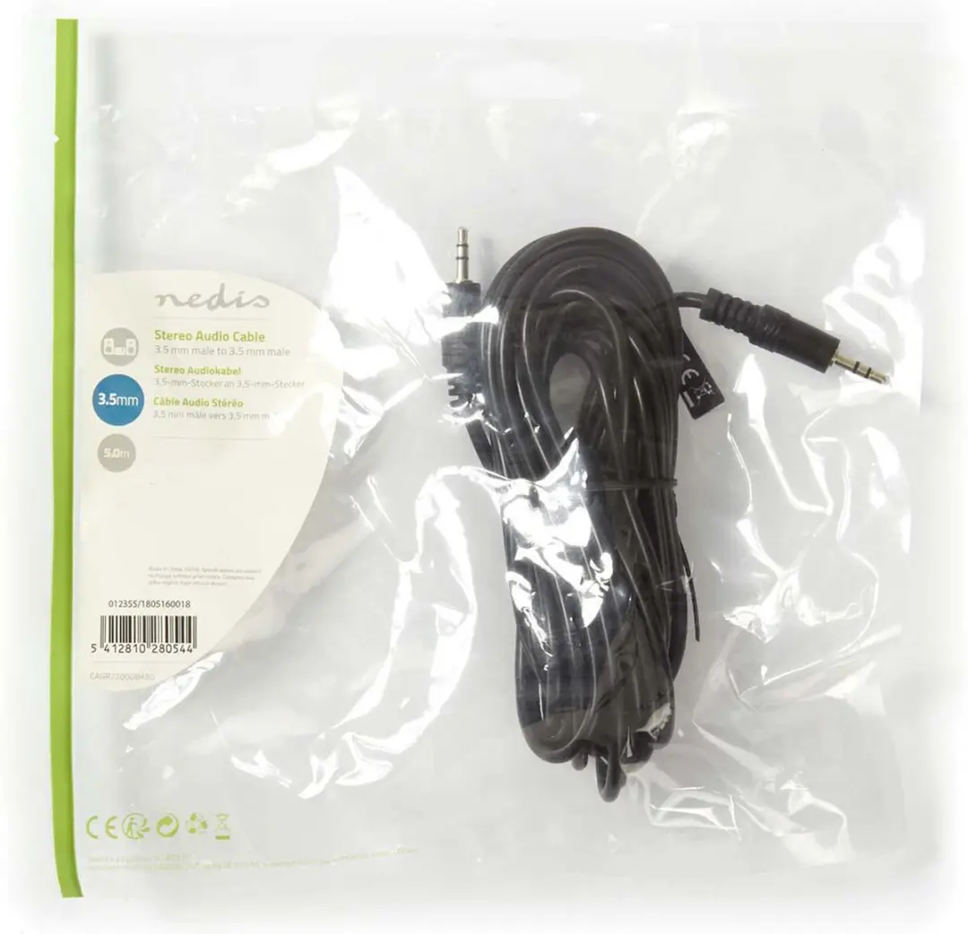 Nedis Stereo-Audiokabel 3,5mm - 5m - Zwart