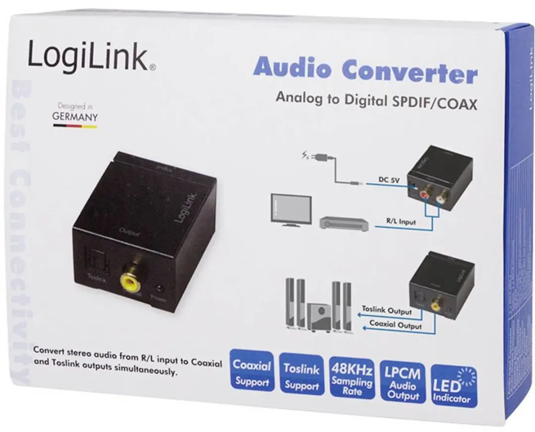 Logilink CA0102 Toslink/Cinch Audio Adapter - Zwart