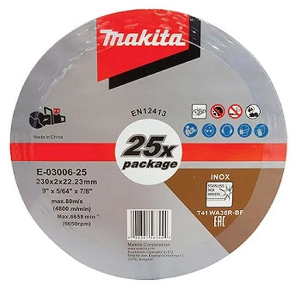 Makita E-03006-25 Doorslijpschijven RVS 230mm - 25 Stuks
