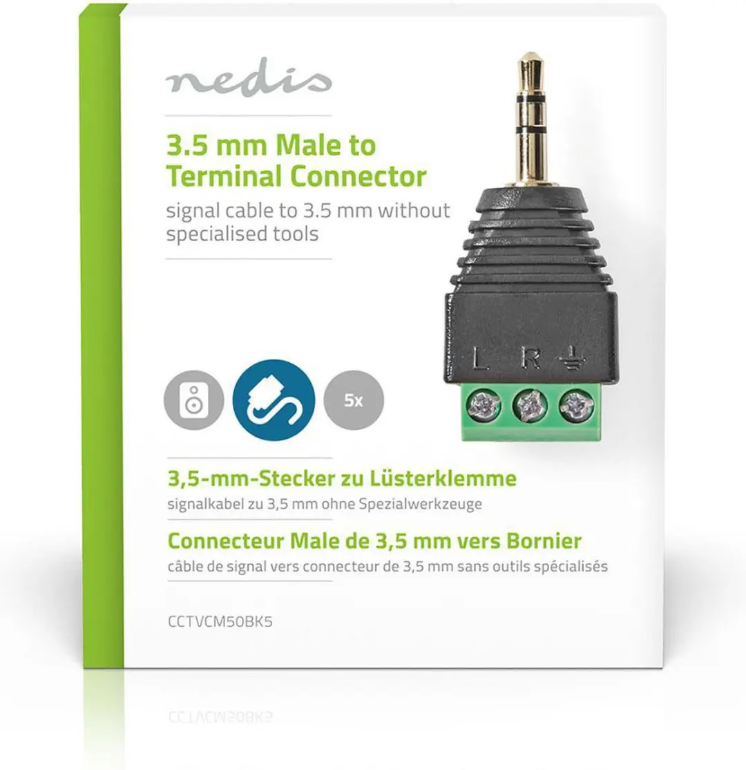 Nedis CCTV Connector 3-Voudig 3,5mm Jack - Groen/Zwart