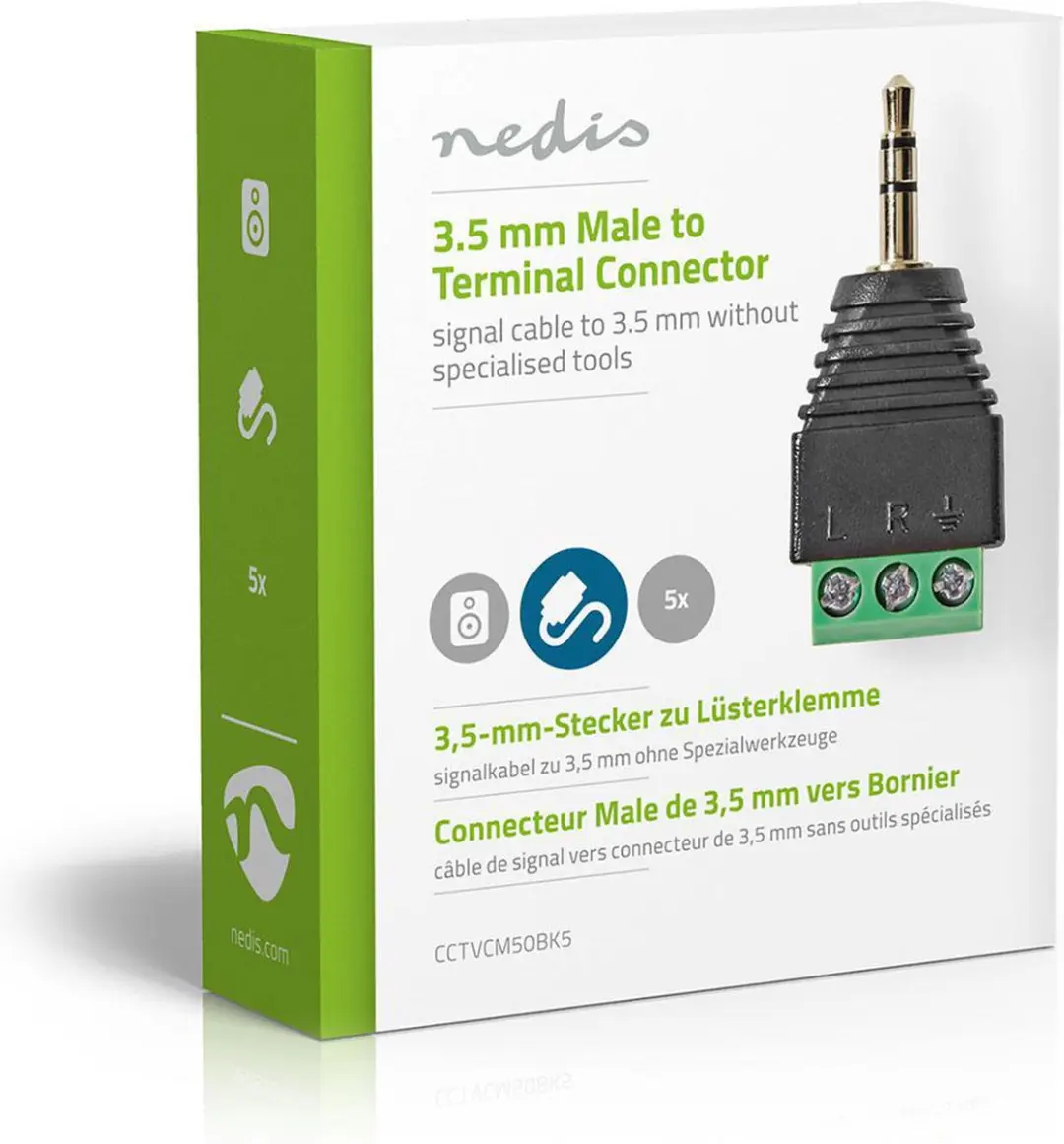 Nedis CCTV Connector 3-Voudig 3,5mm Jack - Groen/Zwart - afbeelding 6 van 6