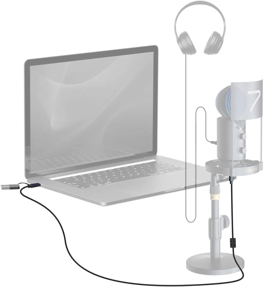 7RYMS UC-UC OTG USB-C Audiokabel 2M - Zwart