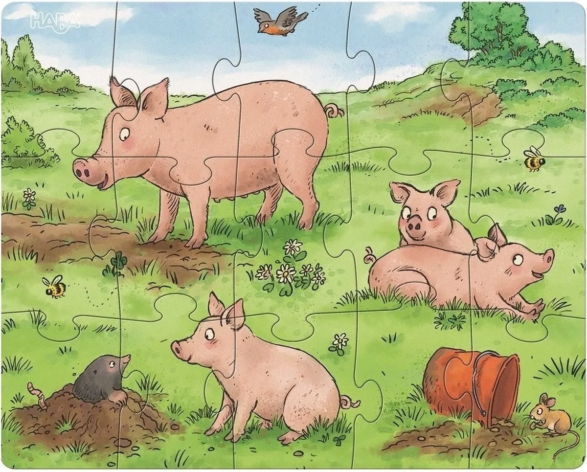 Haba Boerderijdieren Legpuzzel Junior - 3-delig 12/15/18 Stuks