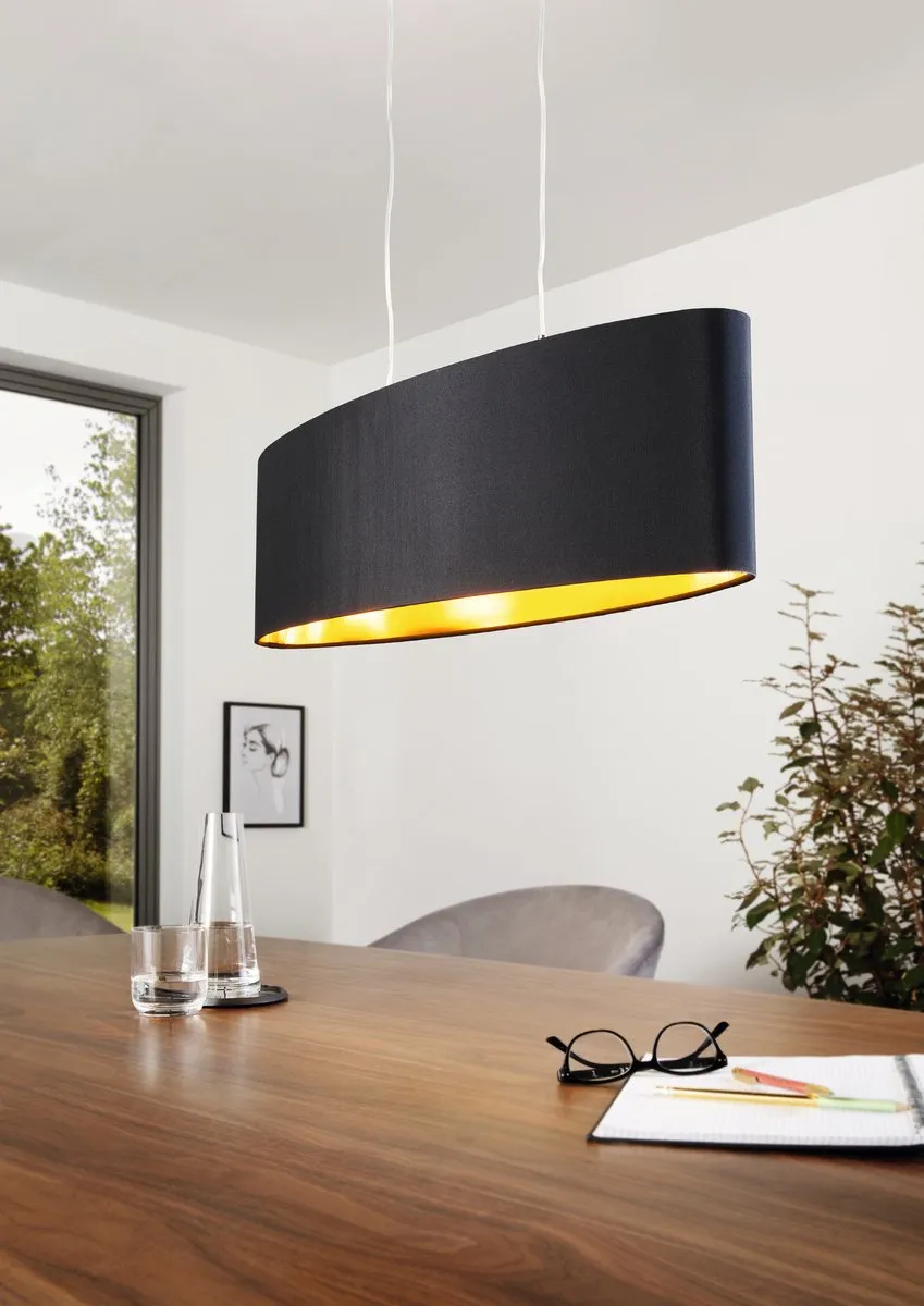 Eglo Maserlo Hanglamp 78cm - Zwart/Goud - afbeelding 6 van 6