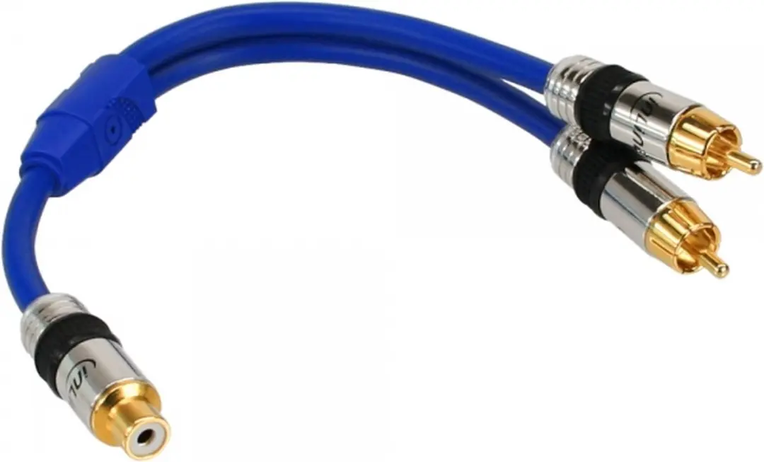 InLine Cinch-Y Kabel Blauw 0,25m - 1x V naar 2x M