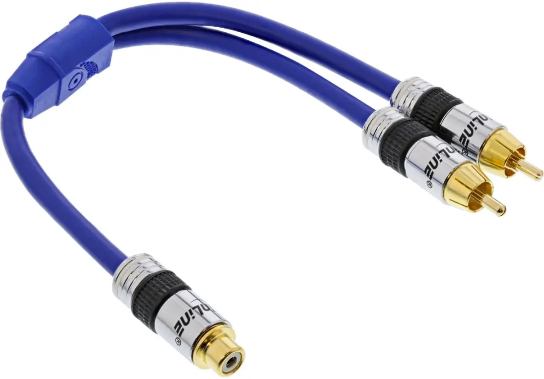InLine Cinch-Y Kabel Blauw 0,25m