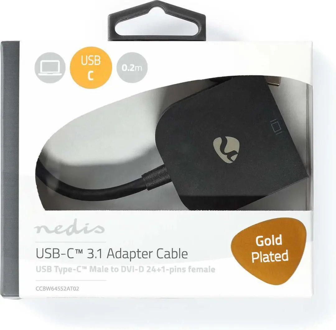 Nedis USB-C naar DVI Adapter CCBW64552AT02 - 1080p - 0,2m - Antraciet
