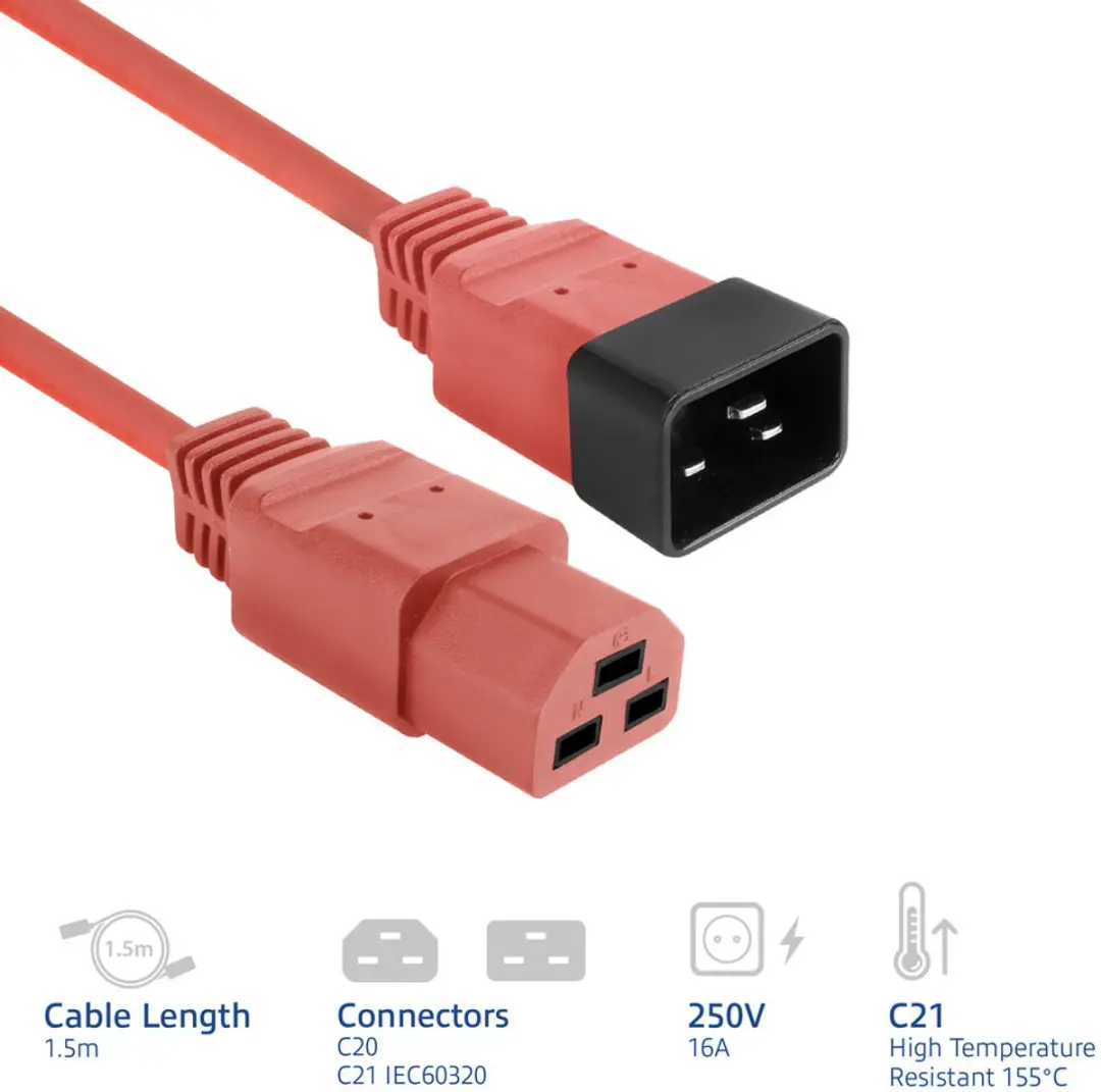 ACT Netsnoer C20-C21 IEC60320 Rood 1,5m
