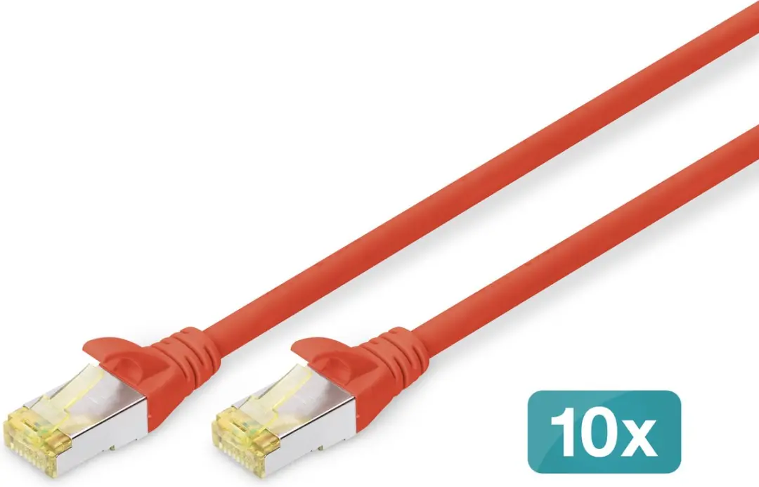 Digitus CAT 6A S/FTP Patchkabel DK-1644-A-010-R-10 - 10 Stuks - 1m - Rood