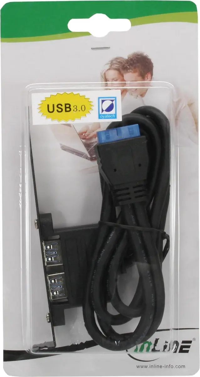 InLine Slot-beugel USB 3.2 Gen.1 A-vrouwelijk 0,5m - Zwart