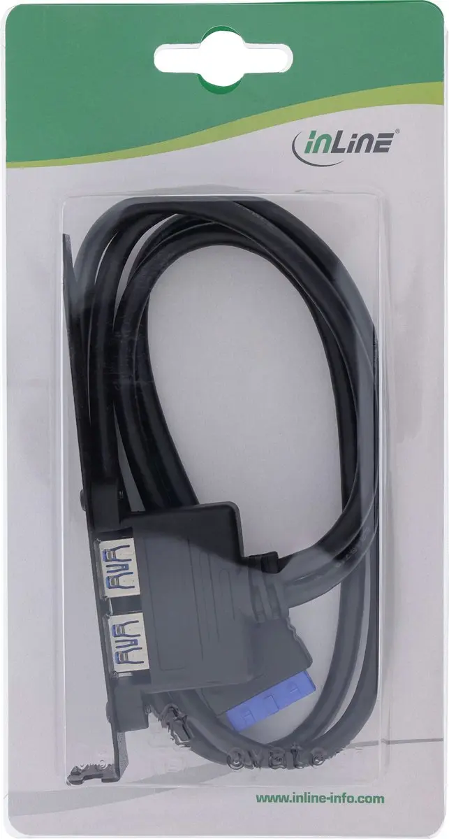 InLine Slot-beugel USB 3.2 Gen.1 A-vrouwelijk 0,5m - Zwart