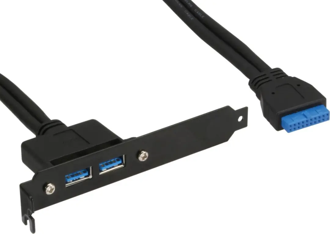 InLine Slot-beugel USB 3.2 Gen.1 A-vrouwelijk 0,5m - Zwart