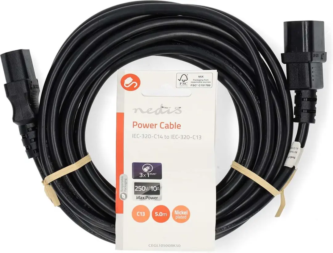 Nedis CEGL10500BK50 Stroomkabel IEC-C14/C13 5m - Zwart