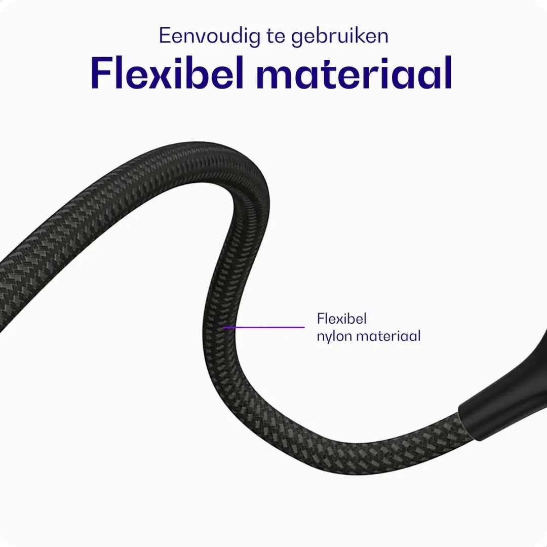 Buddi Flex 3-in-1 USB-C Kabel 1.5M - Zwart