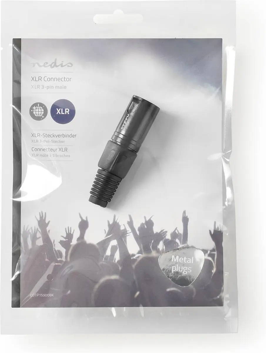 Nedis XLR Male Connector - Vernikkeld - Zwart