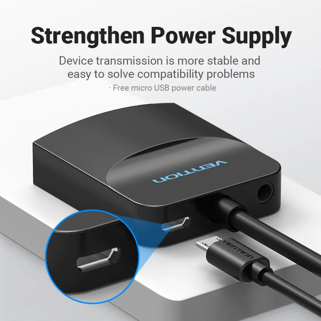 Vention VGA naar HDMI + Audio Adapter - Zwart