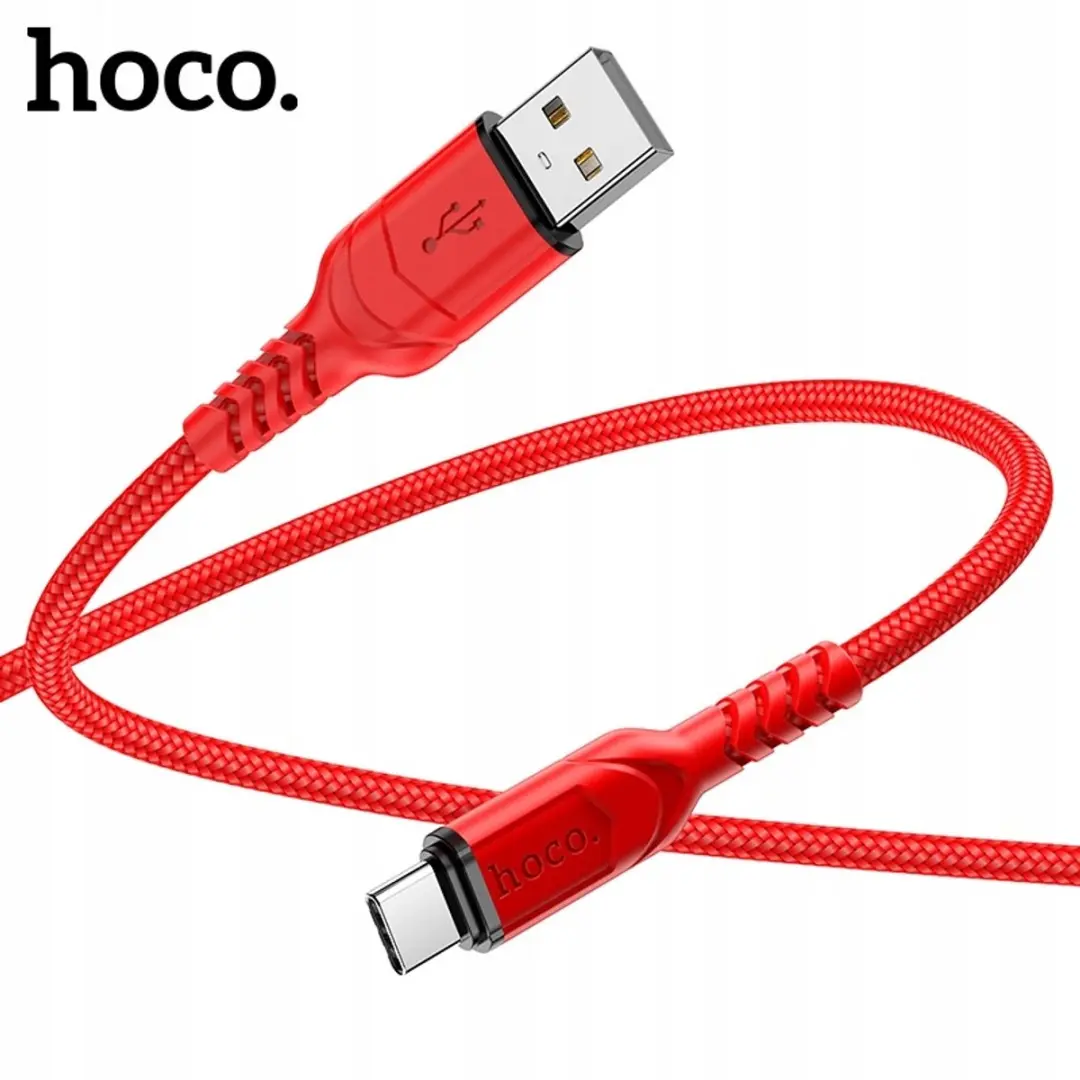 Hoco X59 USB-C Kabel 3A 200cm - Rood/Zwart - afbeelding 5 van 5