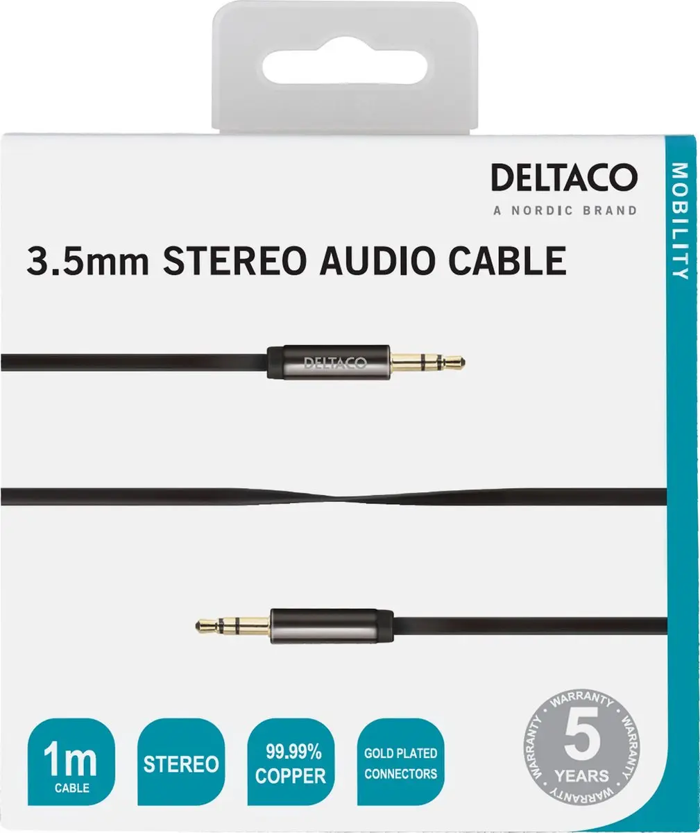 Deltaco AUD-101 Audiokabel 3,5mm - 1m - Zwart
