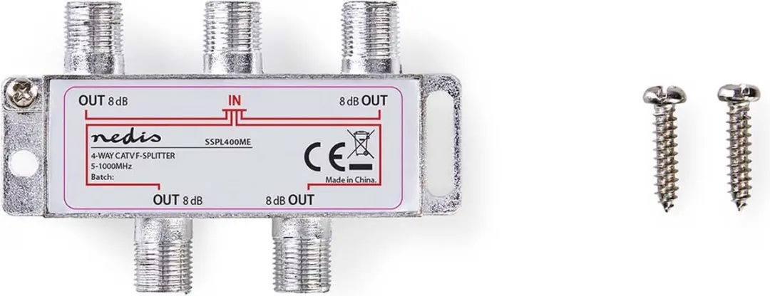 Nedis CATV-Splitter SSPL400ME - 4 Outputs 75 Ohm - Zilver
