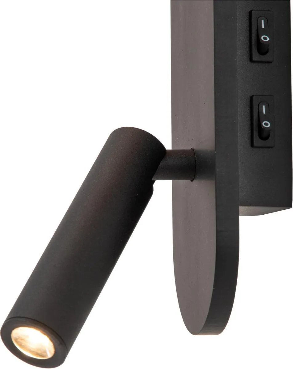 Lucide Kelly LED Bedlamp Wandlamp 3,5W 3000K - Zwart