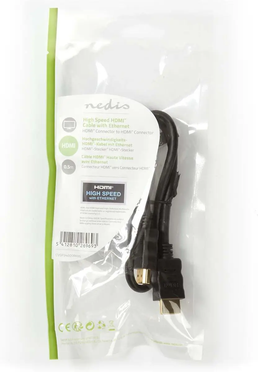 Nedis HDMI-Kabel CVGP34000BK100 4K@30Hz - 10m - Zwart