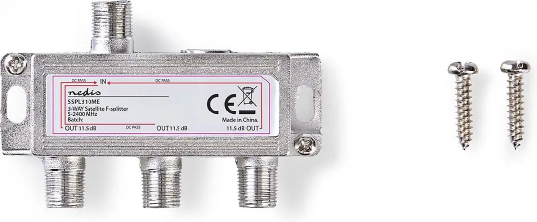 Nedis SSPL310ME Satellietsplitter - 3 Outputs - 10.5 dB - Zilver