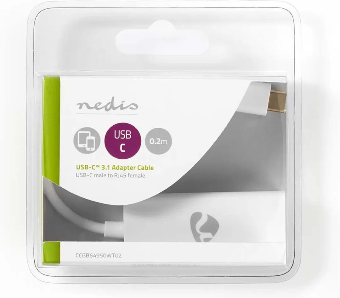 Nedis USB-C naar RJ45 Netwerkadapter 1Gbps - 0,2m - Wit