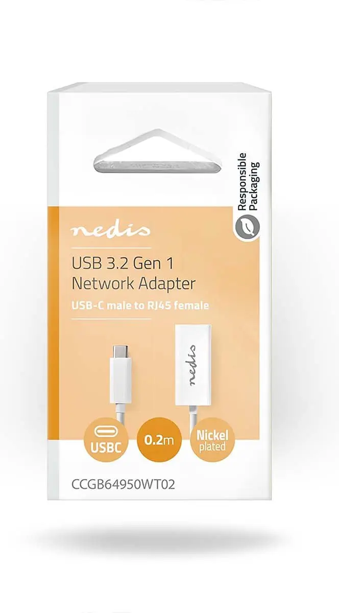 Nedis USB-C naar RJ45 Netwerkadapter 1Gbps - 0,2m - Wit