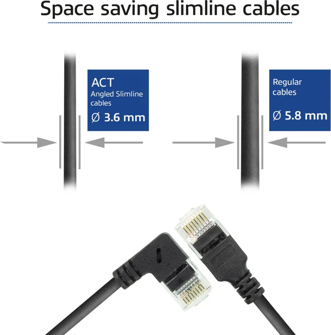 ACT DC2902 U/UTP CAT6A Patchkabel 2m - Zwart - 90° Haaks