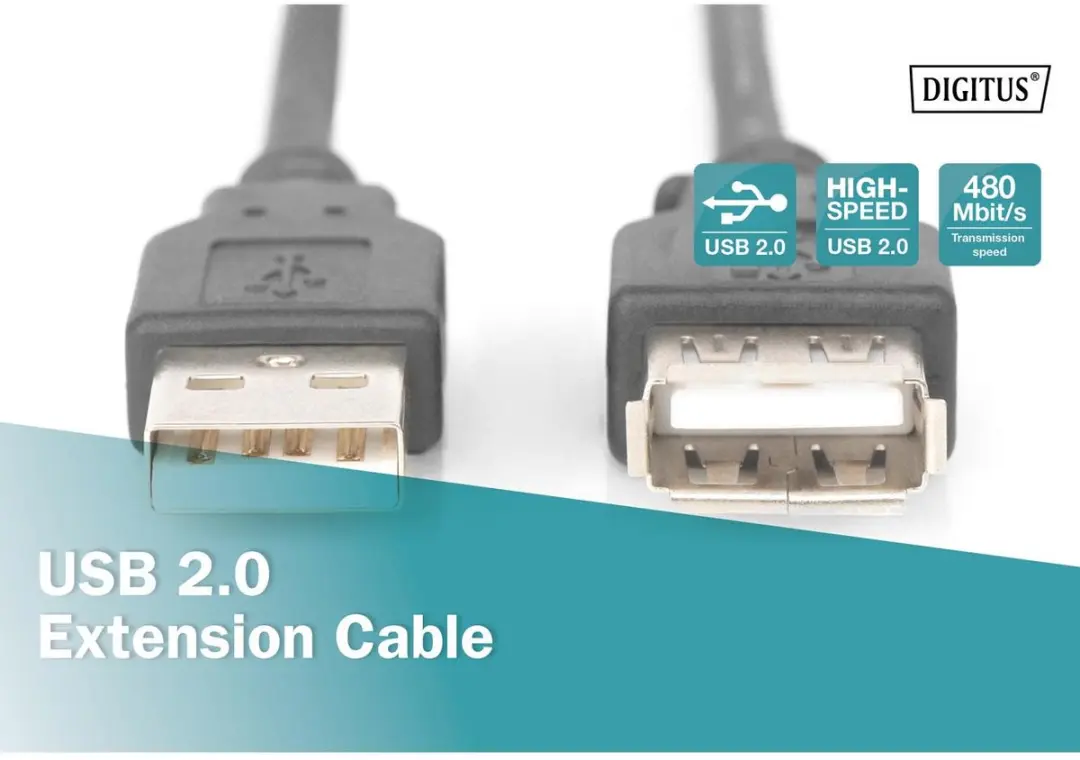 Digitus USB 2.0 Verlengkabel 5m - Zwart