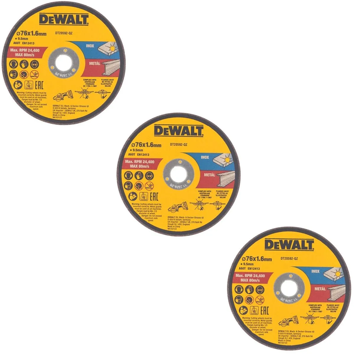 DeWalt DT20592 Doorslijpschijf RVS/Metaal 76mm