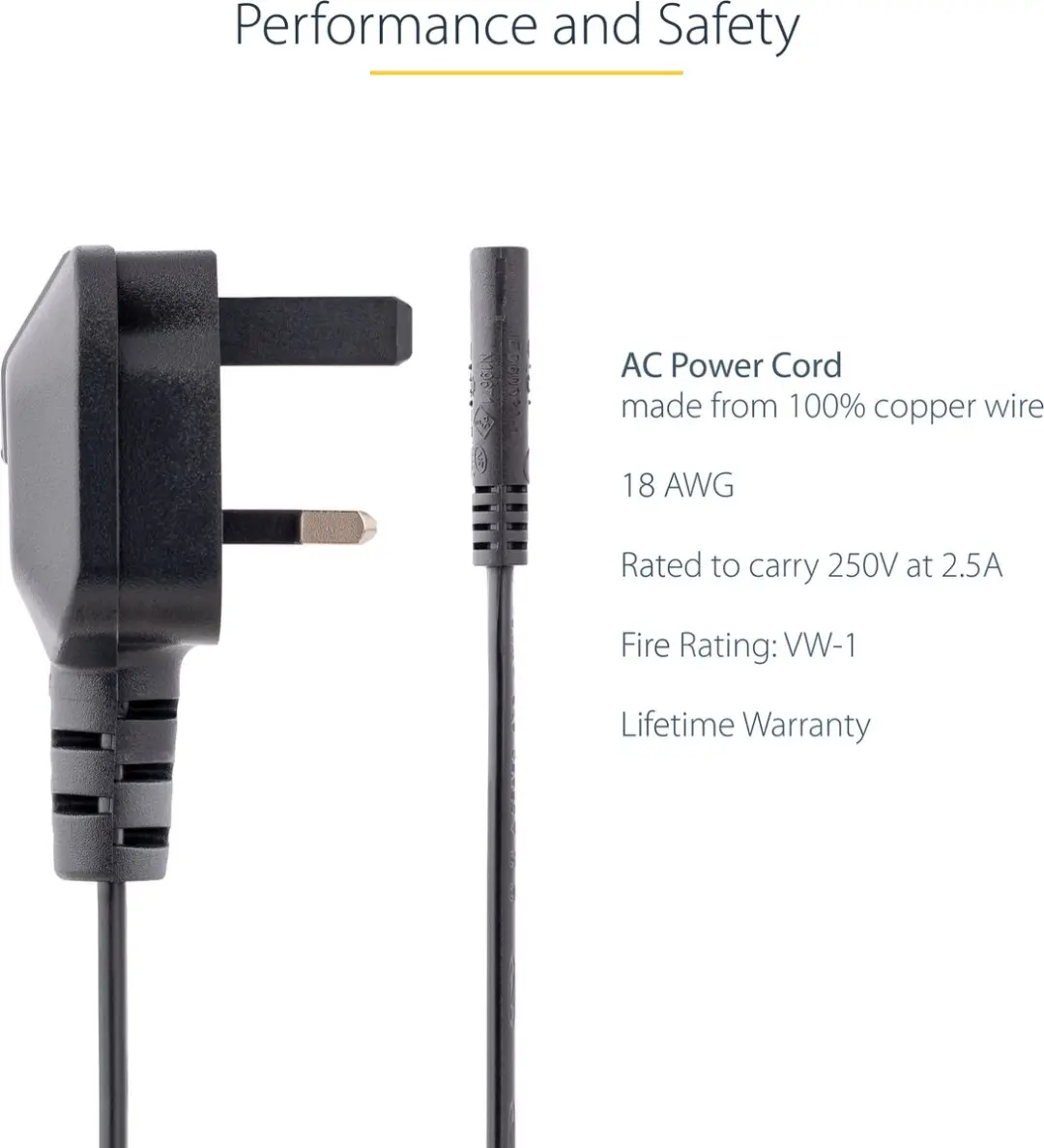 Startech PXTNB2SUK6 Laptopstroomkabel 2m - BS1363 naar C7 - 18AWG - Zwart