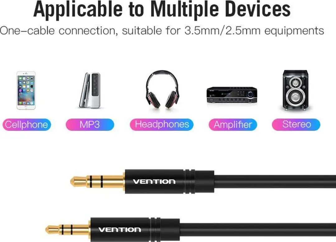 Vention 2.5mm naar 3.5mm Jack Audiokabel 1.5m - Zwart