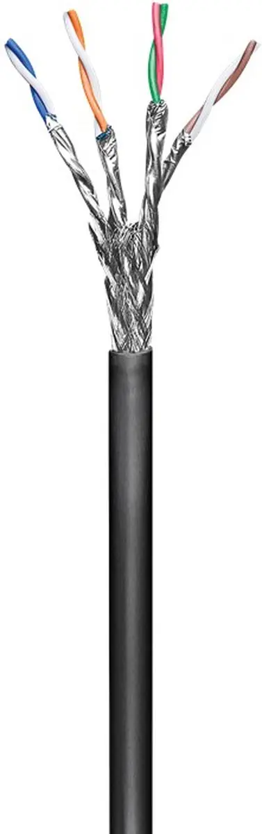 Goobay S/FTP CAT7 Netwerkkabel 10Gbps 600MHz - 100m Zwart