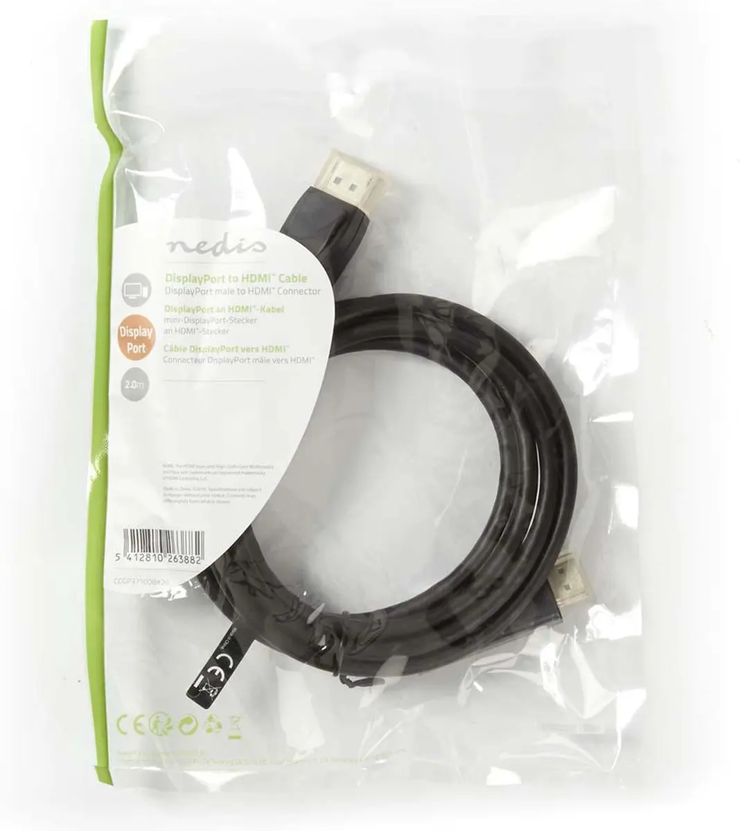 Nedis DisplayPort-HDMI Kabel CCGP37100BK20 - 2m - Zwart