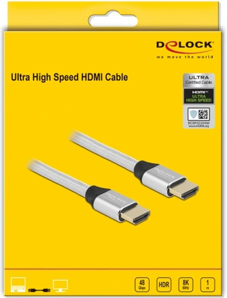Delock HDMI 2.1 Kabel 8K 60Hz - 1m - Zilver
