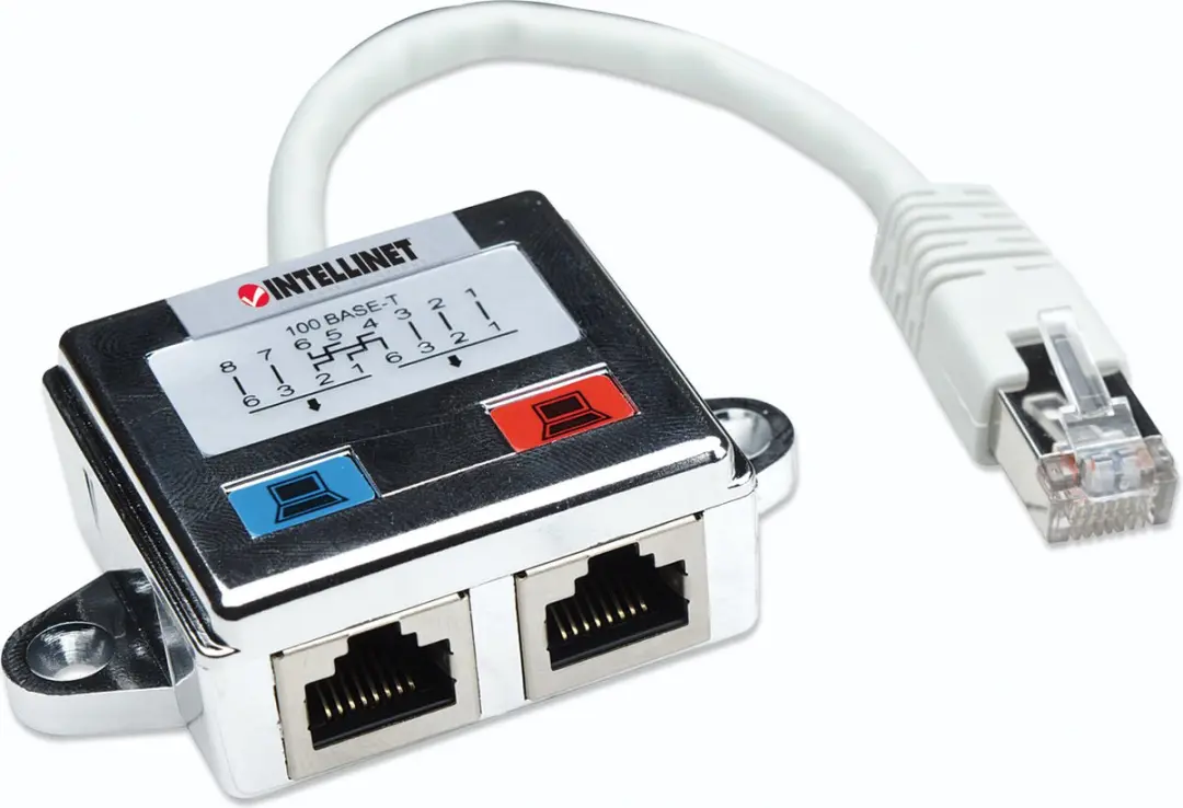 Intellinet Ethernet Adapter 504195 - 2x RJ45 Vrouwelijk - Afgeschermd - Zilver