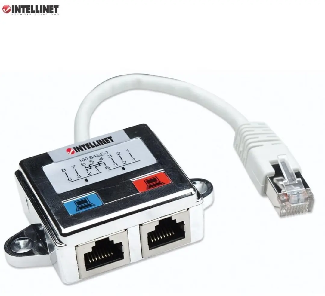 Intellinet Ethernet Adapter 504195 - 2x RJ45 Vrouwelijk - Afgeschermd - Zilver