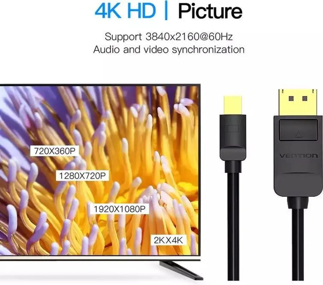 Vention Mini DisplayPort naar DisplayPort Kabel 4K 3m - Zwart