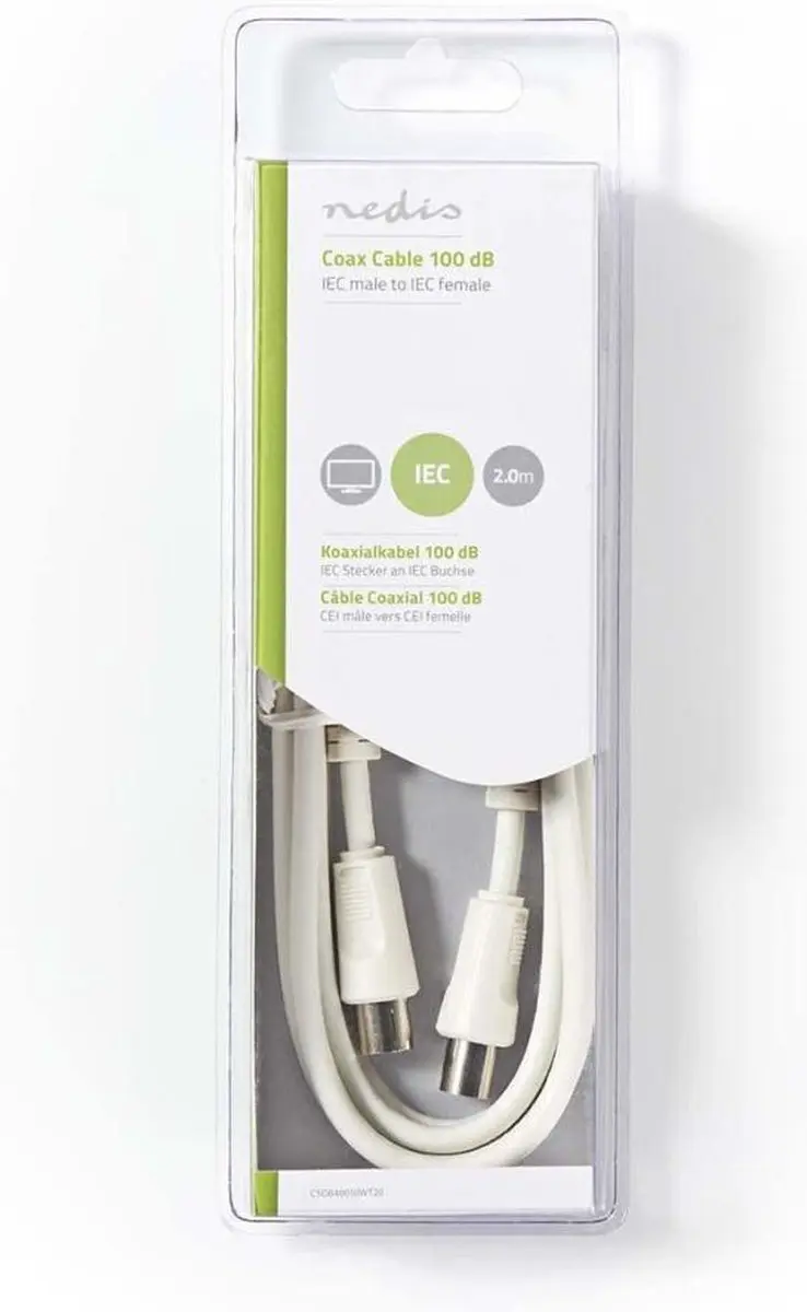 Nedis Coaxkabel CSGB40010WT20 - 2m - 75 Ohm - Wit