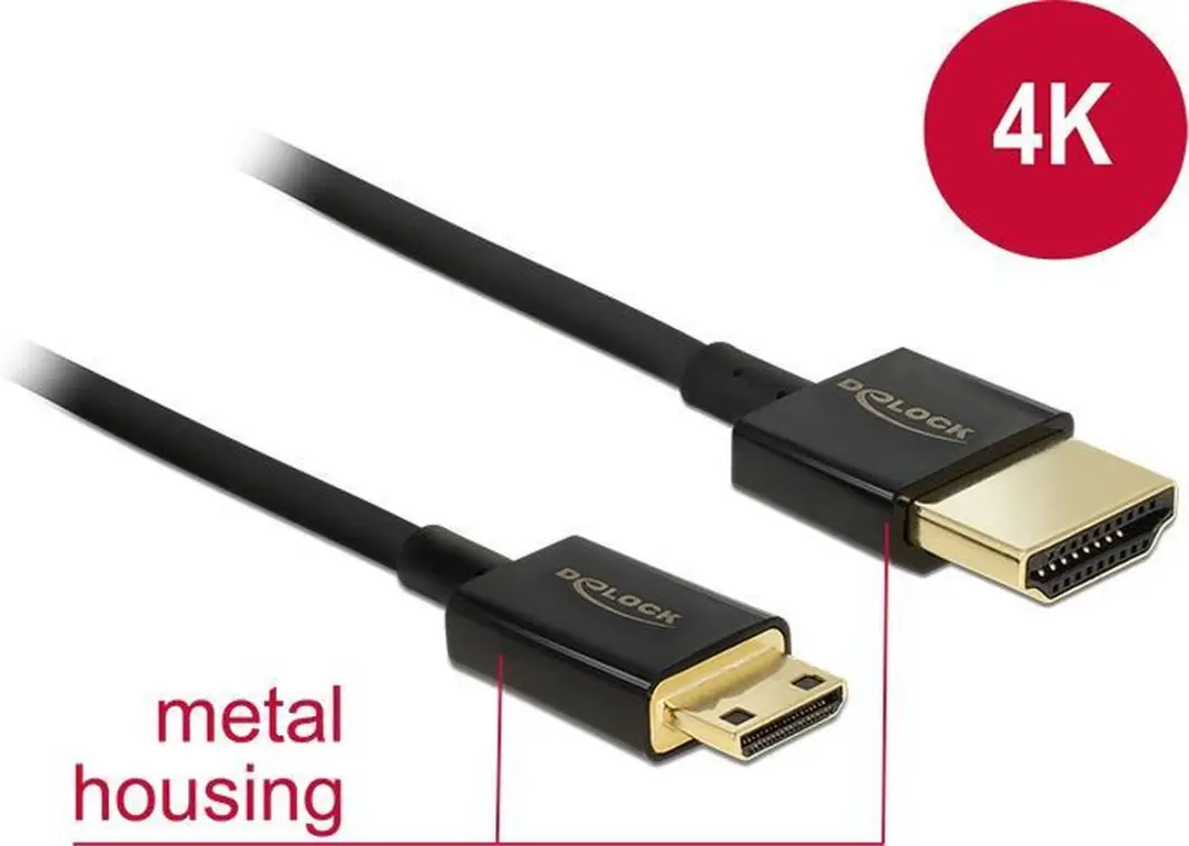 Delock Mini HDMI Kabel 2.0 4K60Hz - 1,5m - Zwart